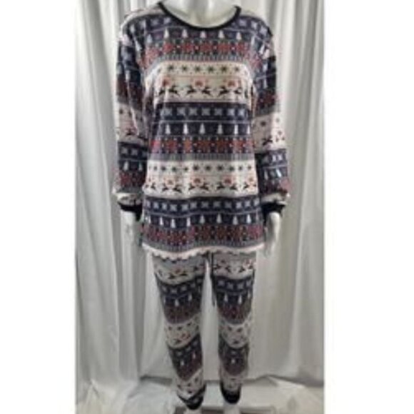 Knix Pajamas Set Christmas 2 piece Loungewear Red/White Holiday Thermal Set - Picture 1 of 11